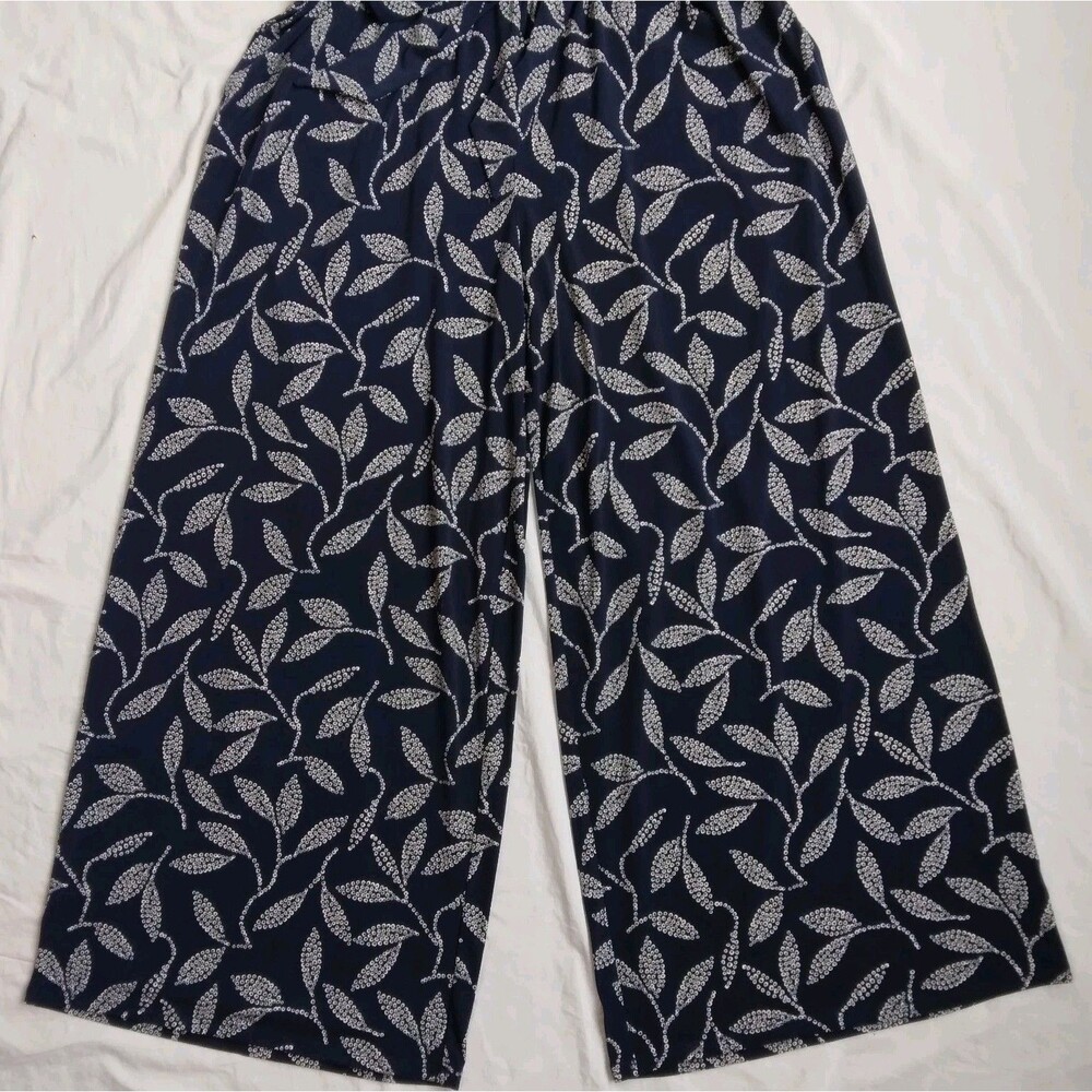 Lane Bryant Kimono Sleeve V-Neck Jersey Jumpsuit Leaves Flowy Chic Boho 14/16 - Picture 5 of 12